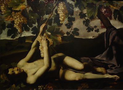 Pseudo-Salini, Jeune Bacchus, vers 1610-1620, huile sur toile, Francfort-sur-le-Main, Städel Museum.