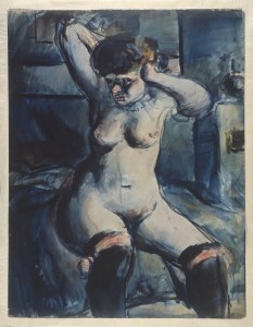 Georges Rouault, Fille dit aussi Nu aux jarretières rouges, 1906, aquarelle et pastel sur papier, M. D. h. d : GR 1906, H. 71 ; L. 55 cm, Paris, Musée d’art moderne de la Ville de Paris, AMD 143, Legs Girardin 1953. © Musée d’Art Moderne/Roger Viollet © ADAGP Paris 2015