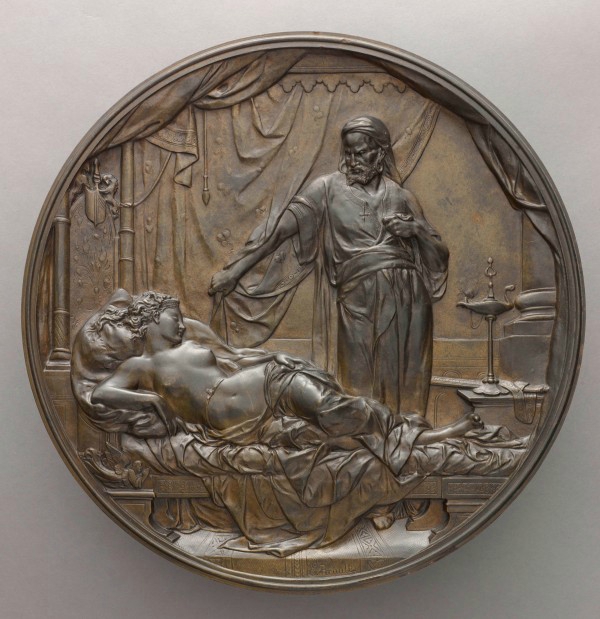 Émile Picault, Othello et Desdémone, Médaillon uni-face en bronze, 1878, Paris, musée d’Orsay. © RMN-GP (Musée d'Orsay) / Stéphane Maréchalle