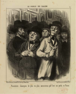 Photo : Honoré DAUMIER, Le Public du Salon 4. Amateurs classiques de plus en plus convaincus que l'art est perdu en France, 1852, estampes, 37,5x26 cm, Paris, Musée Carnavalet. © Musée Carnavalet