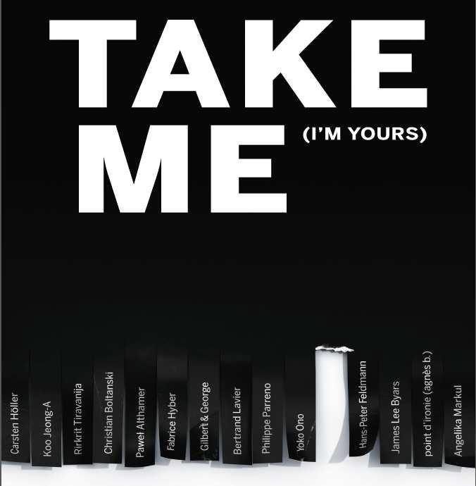 Affiche de l’exposition, TAKE ME (I’M YOURS) à la Monnaie de Paris, du 16 septembre au 8 novembre 2015. 