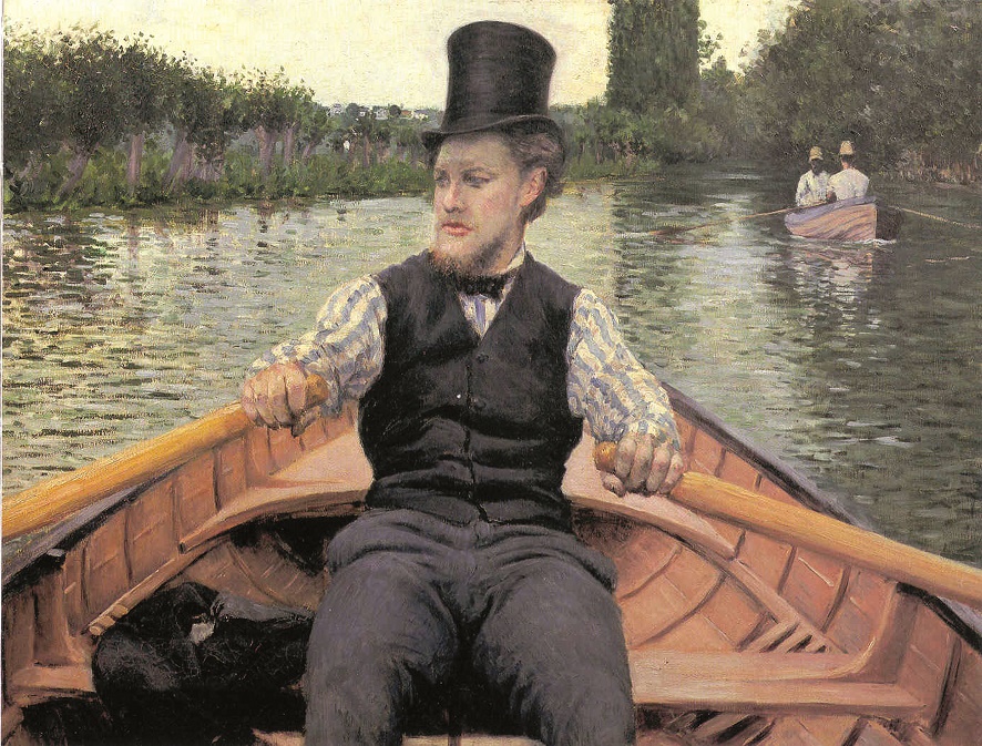 Gustave Caillebotte, "Canotier au chapeau haut de forme", 1875-78, Huile sur toile, 90x117cm, Collection particulière, Avec la courtoisie du Comité Caillebotte, Paris.