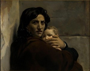 Léon Cogniet (1794-1880), Tête de femme et d’enfant, Esquisse pour la Scène du Massacre des Innocents, vers 1824, huile sur toile, Orléans, Musée des Beaux-Arts © Musée des Beaux-Arts