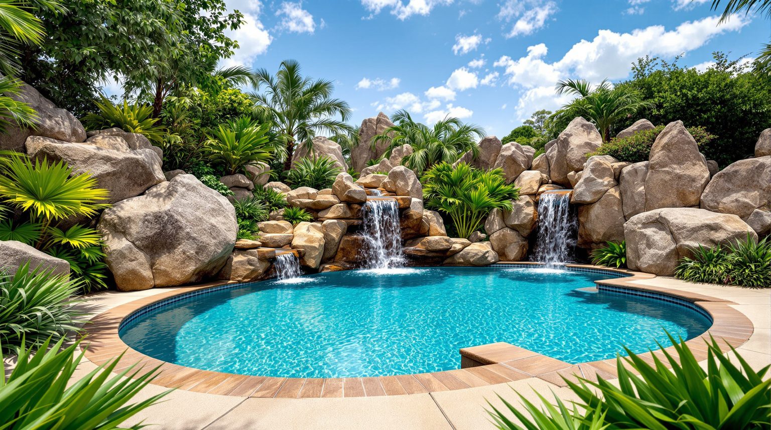 Piscine de rêve avec cascade : Créez votre oasis de détente et de luxe chez vous !